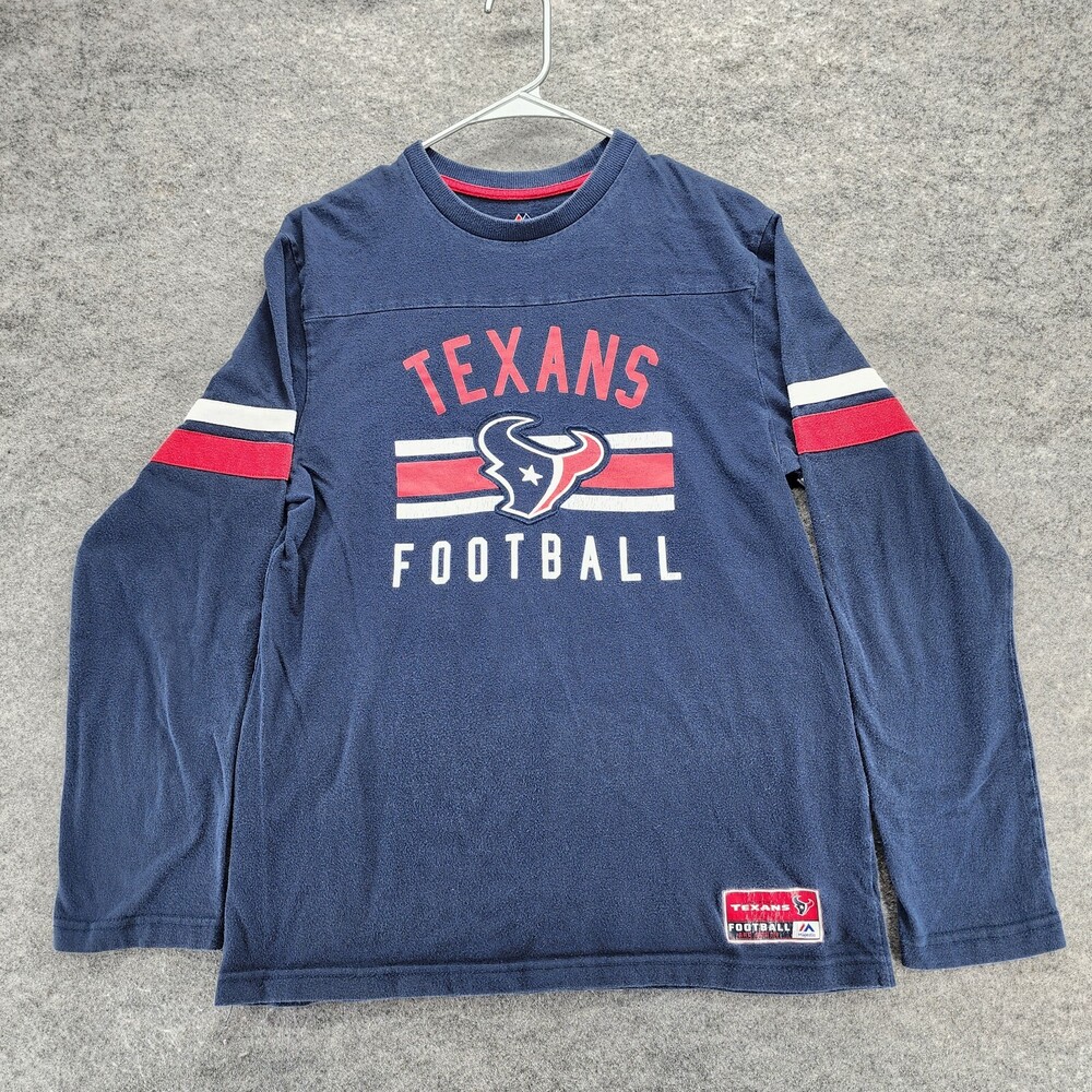 Houston Texans Shirt Mens Medium Long Sleeve BLue NFL Football